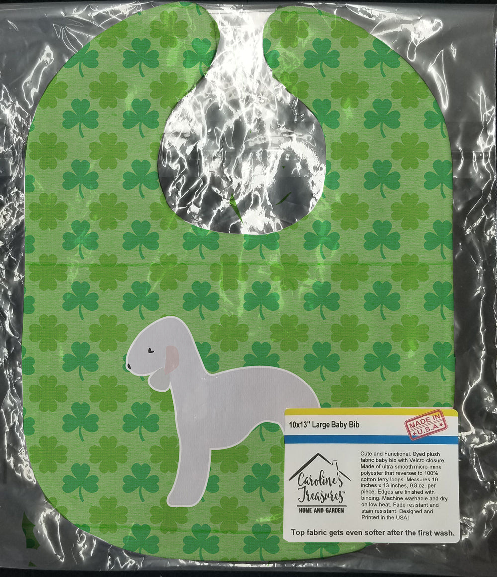 Bedlington Terrier Shamrocks  Baby Bib Easy-Clean Baby Bib Baby Feeding Accessory Baby Mealtime Essential, 10 x 13, Multicolor