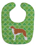 Borzoi Russian Greyhound Shamrocks  Baby Bib Easy-Clean Baby Bib Baby Feeding Accessory Baby Mealtime Essential, 10 x 13, Multicolor