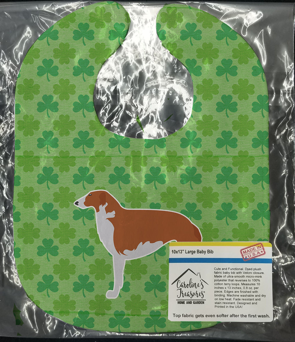 Borzoi Russian Greyhound Shamrocks  Baby Bib Easy-Clean Baby Bib Baby Feeding Accessory Baby Mealtime Essential, 10 x 13, Multicolor