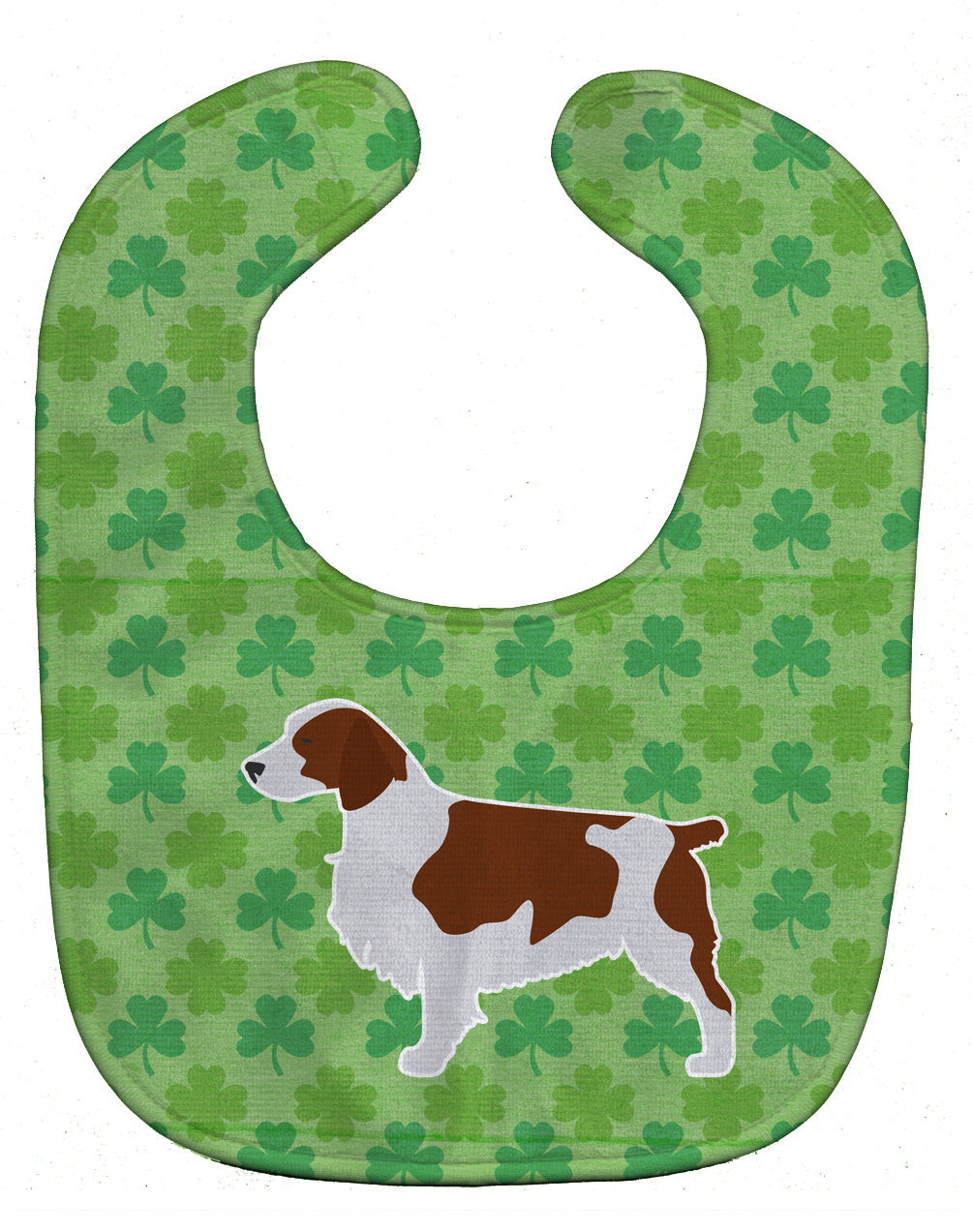 Welsh Springer Spaniel Shamrocks  Baby Bib Easy-Clean Baby Bib Baby Feeding Accessory Baby Mealtime Essential, 10 x 13, Multicolor