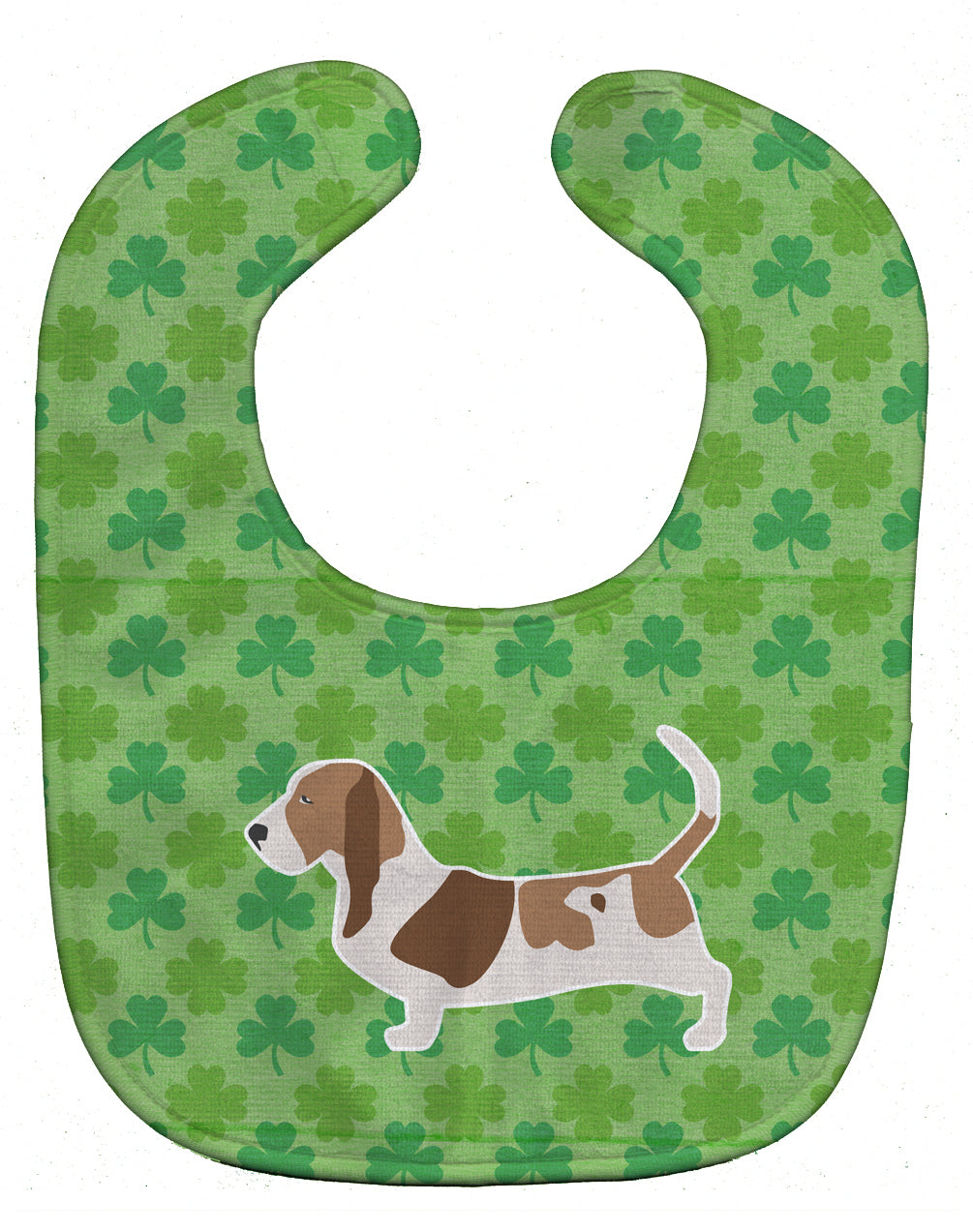 Basset Hound Shamrocks  Baby Bib Easy-Clean Baby Bib Baby Feeding Accessory Baby Mealtime Essential, 10 x 13, Multicolor