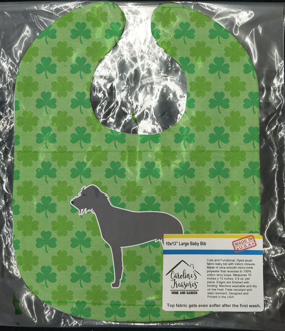 Irish Wolfhound Shamrocks  Baby Bib Easy-Clean Baby Bib Baby Feeding Accessory Baby Mealtime Essential, 10 x 13, Multicolor