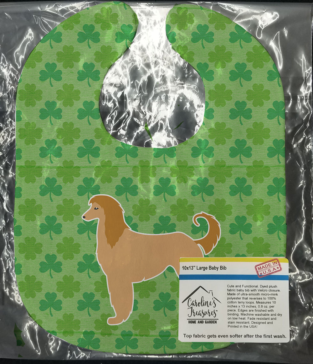 Afghan Hound Shamrocks  Baby Bib Easy-Clean Baby Bib Baby Feeding Accessory Baby Mealtime Essential, 10 x 13, Multicolor