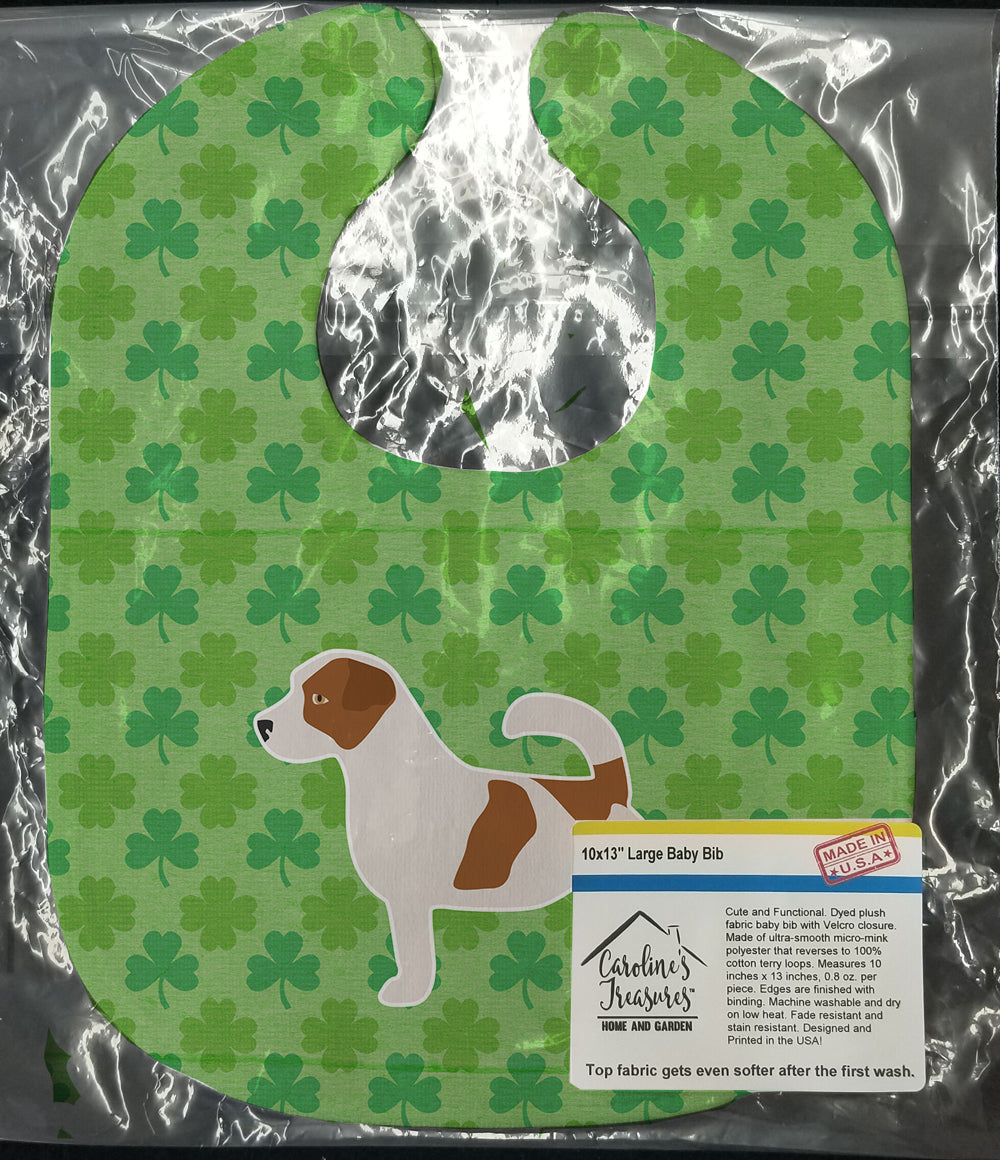 Jack Russell Terrier Shamrocks  Baby Bib Easy-Clean Baby Bib Baby Feeding Accessory Baby Mealtime Essential, 10 x 13, Multicolor