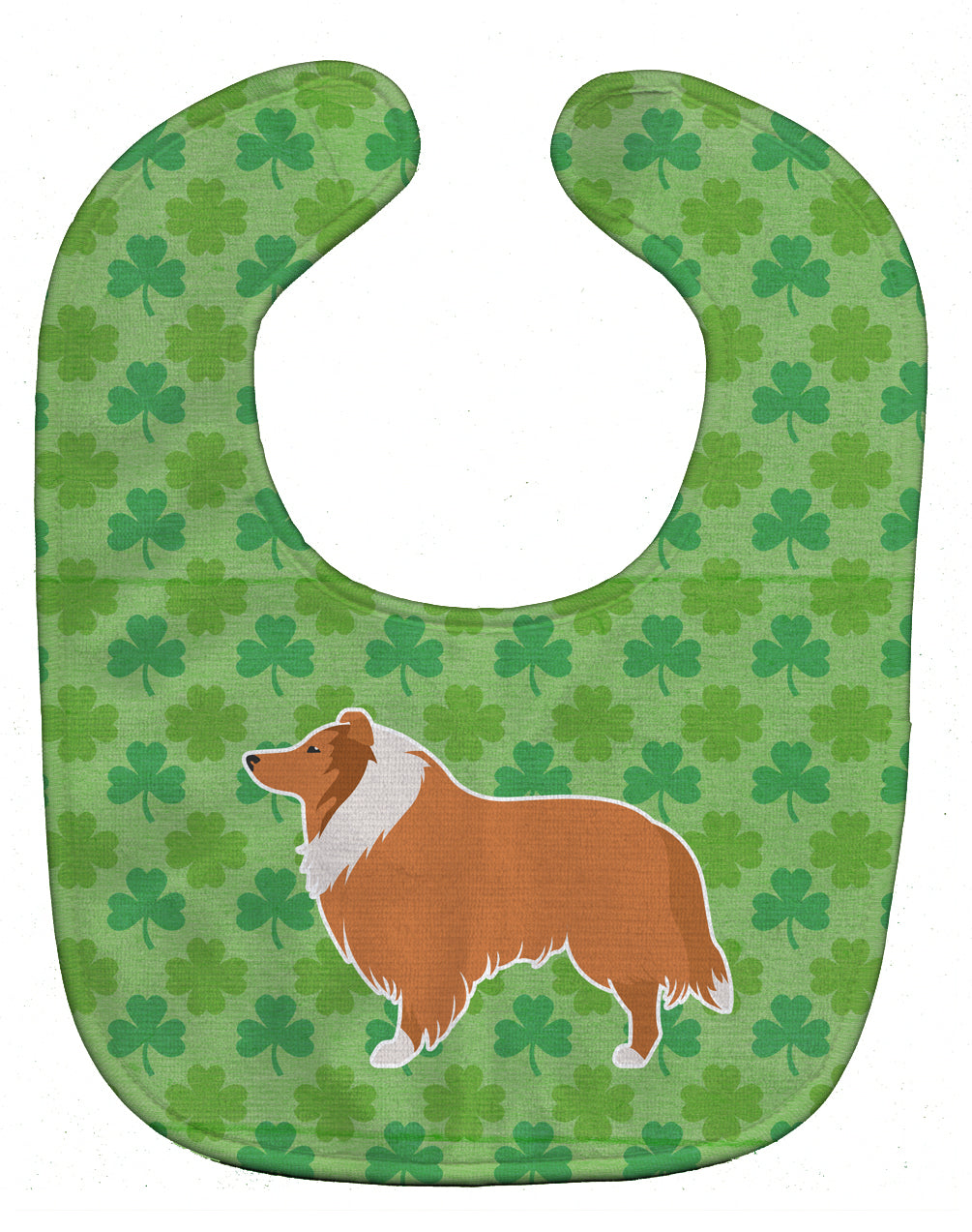 Collie Shamrocks  Baby Bib Easy-Clean Baby Bib Baby Feeding Accessory Baby Mealtime Essential, 10 x 13, Multicolor