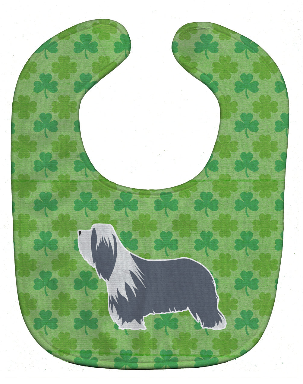 Bearded Collie Shamrocks  Baby Bib Easy-Clean Baby Bib Baby Feeding Accessory Baby Mealtime Essential, 10 x 13, Multicolor