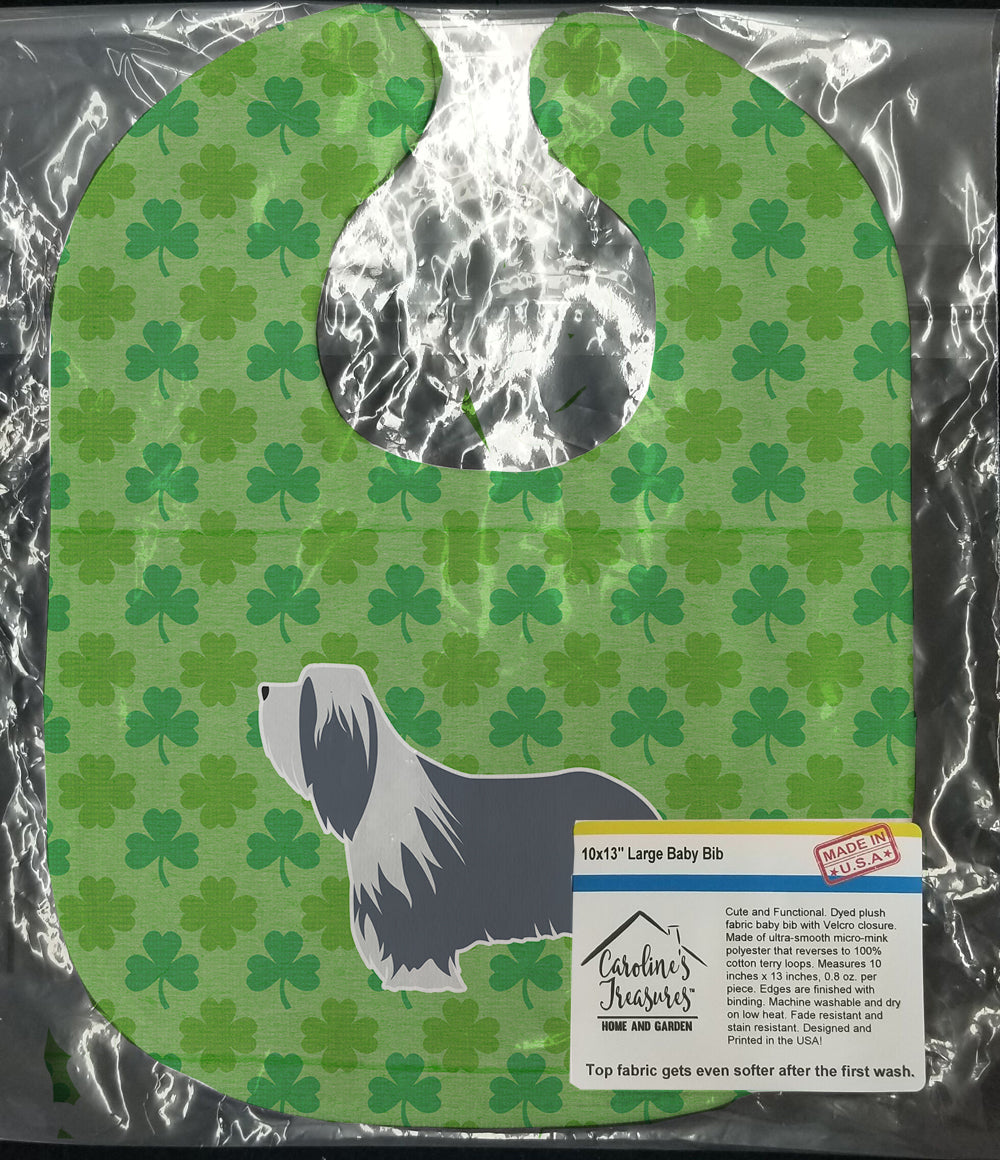 Bearded Collie Shamrocks  Baby Bib Easy-Clean Baby Bib Baby Feeding Accessory Baby Mealtime Essential, 10 x 13, Multicolor