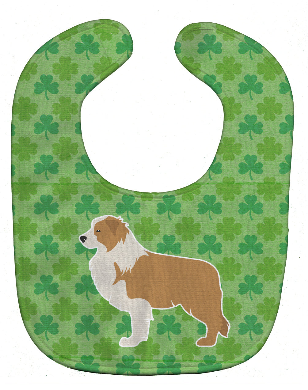 Red Border Collie Shamrocks  Baby Bib Easy-Clean Baby Bib Baby Feeding Accessory Baby Mealtime Essential, 10 x 13, Multicolor