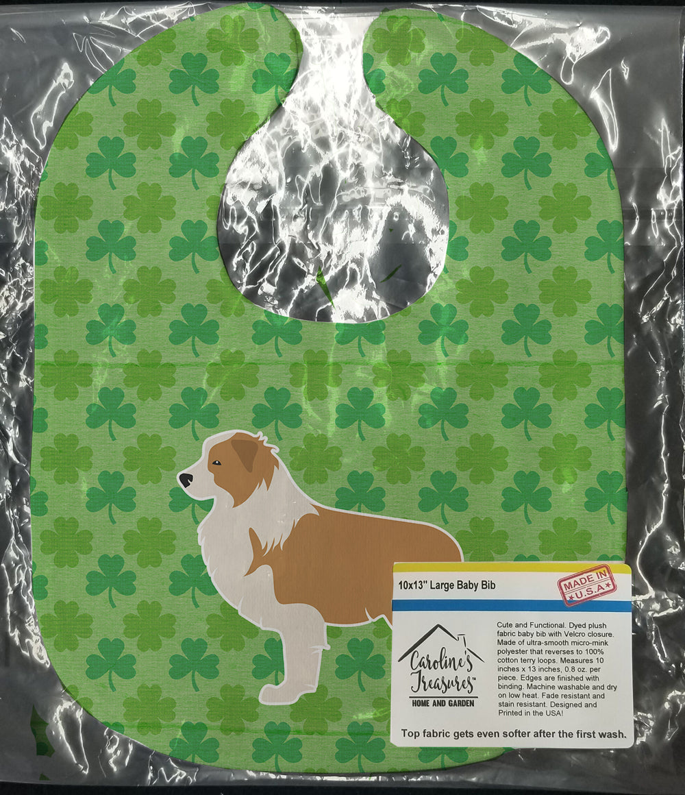 Red Border Collie Shamrocks  Baby Bib Easy-Clean Baby Bib Baby Feeding Accessory Baby Mealtime Essential, 10 x 13, Multicolor