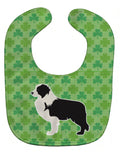 Black Border Collie Shamrocks  Baby Bib Easy-Clean Baby Bib Baby Feeding Accessory Baby Mealtime Essential, 10 x 13, Multicolor