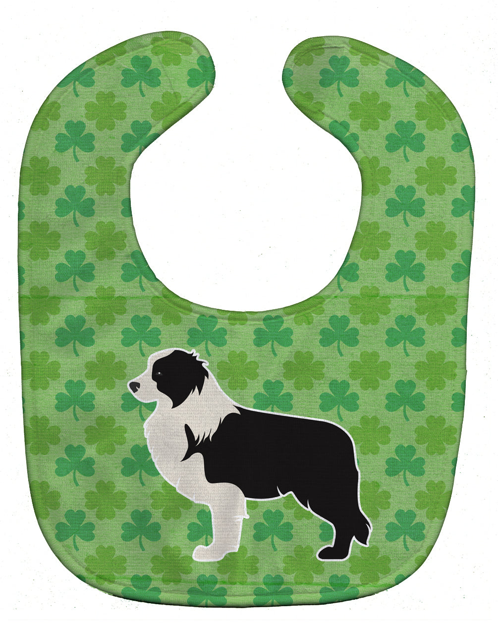 Black Border Collie Shamrocks  Baby Bib Easy-Clean Baby Bib Baby Feeding Accessory Baby Mealtime Essential, 10 x 13, Multicolor