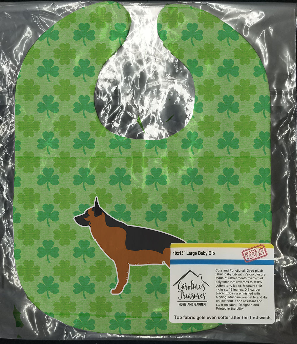 German Shepherd Shamrocks  Baby Bib Easy-Clean Baby Bib Baby Feeding Accessory Baby Mealtime Essential, 10 x 13, Multicolor