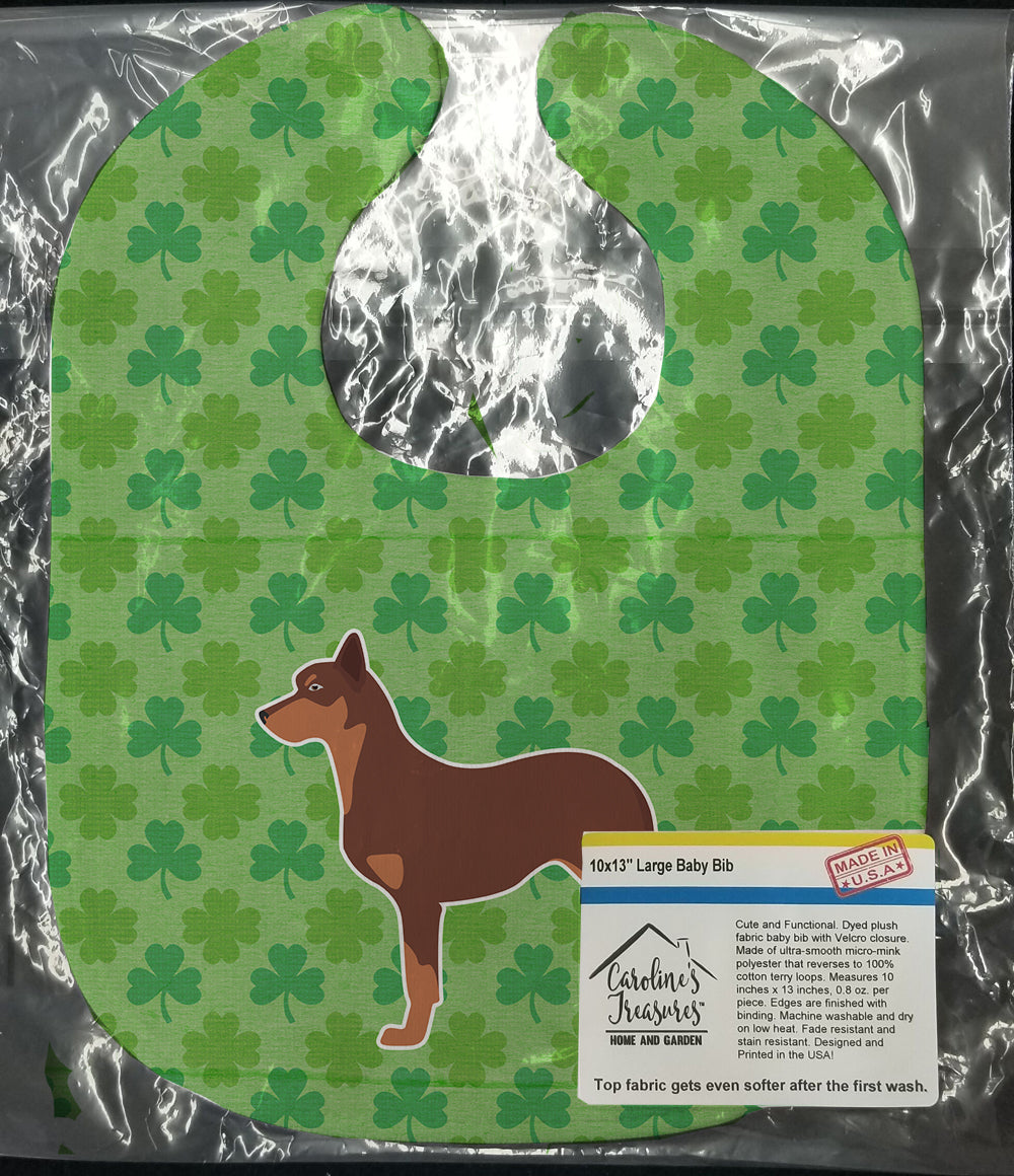 Australian Kelpie Dog Shamrocks  Baby Bib Easy-Clean Baby Bib Baby Feeding Accessory Baby Mealtime Essential, 10 x 13, Multicolor