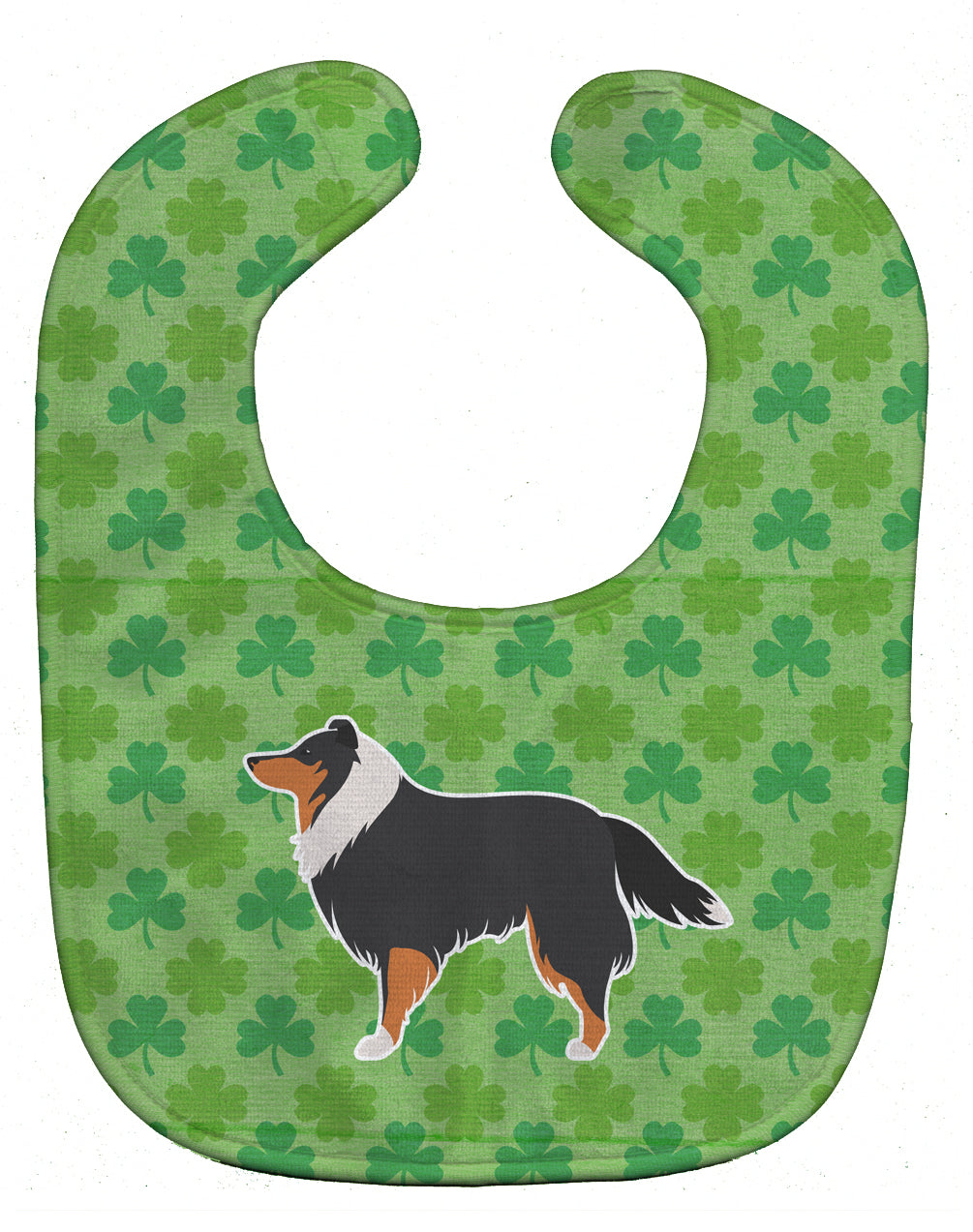 Sheltie/Shetland Sheepdog Shamrocks  Baby Bib Easy-Clean Baby Bib Baby Feeding Accessory Baby Mealtime Essential, 10 x 13, Multicolor