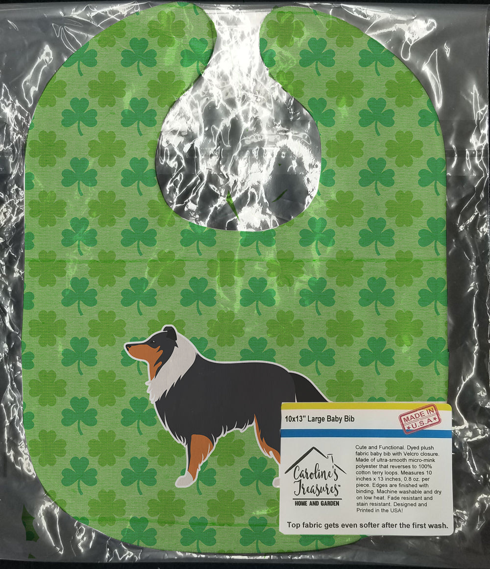 Sheltie/Shetland Sheepdog Shamrocks  Baby Bib Easy-Clean Baby Bib Baby Feeding Accessory Baby Mealtime Essential, 10 x 13, Multicolor