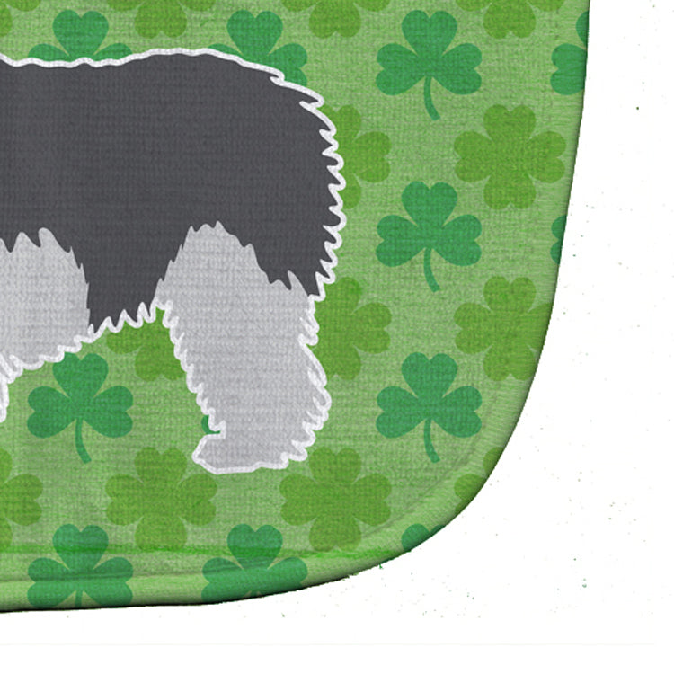 Polish Lowland Sheepdog Dog Shamrocks  Baby Bib Easy-Clean Baby Bib Baby Feeding Accessory Baby Mealtime Essential, 10 x 13, Multicolor