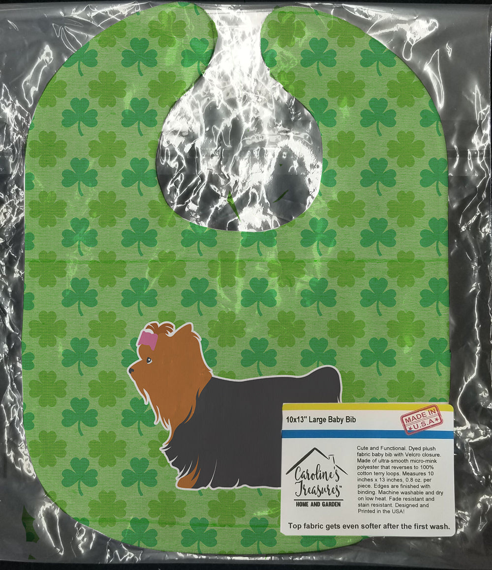 Yorkshire Terrier Yorkie Shamrocks  Baby Bib Easy-Clean Baby Bib Baby Feeding Accessory Baby Mealtime Essential, 10 x 13, Multicolor