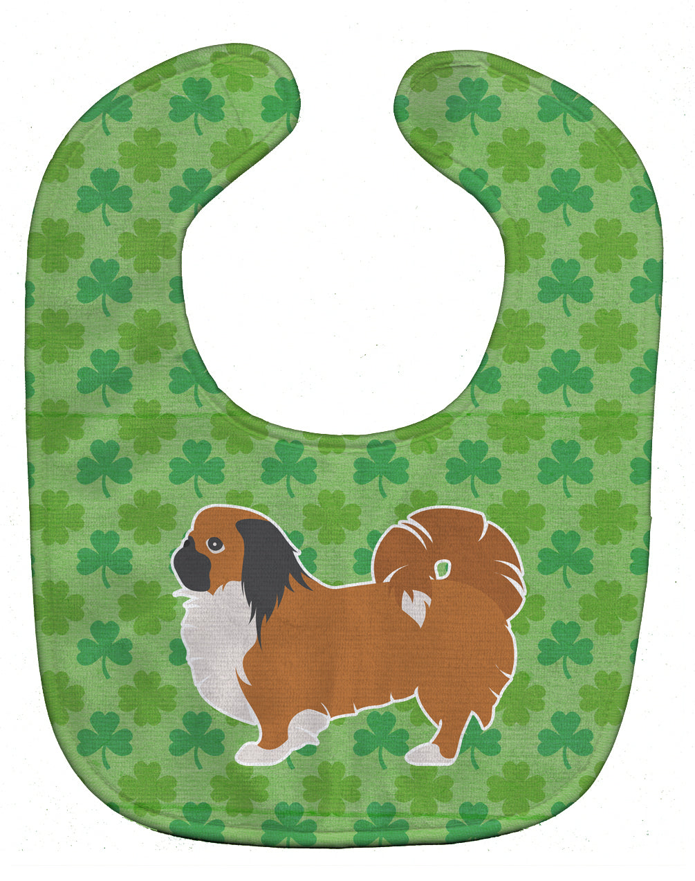 Pekingese Shamrocks  Baby Bib Easy-Clean Baby Bib Baby Feeding Accessory Baby Mealtime Essential, 10 x 13, Multicolor