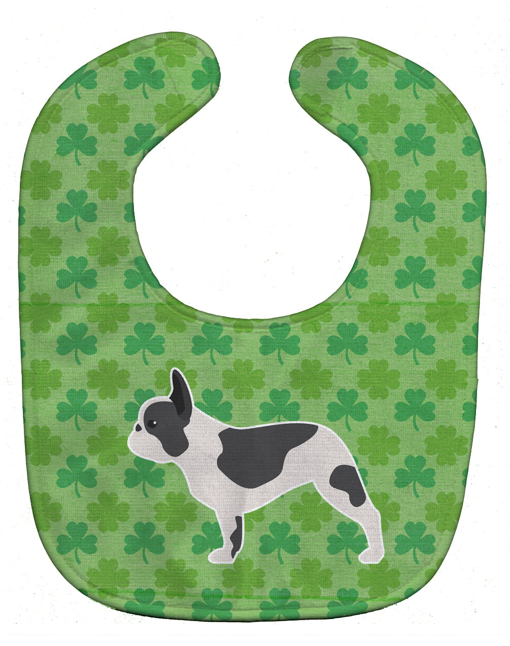 French Bulldog Shamrocks  Baby Bib Easy-Clean Baby Bib Baby Feeding Accessory Baby Mealtime Essential, 10 x 13, Multicolor