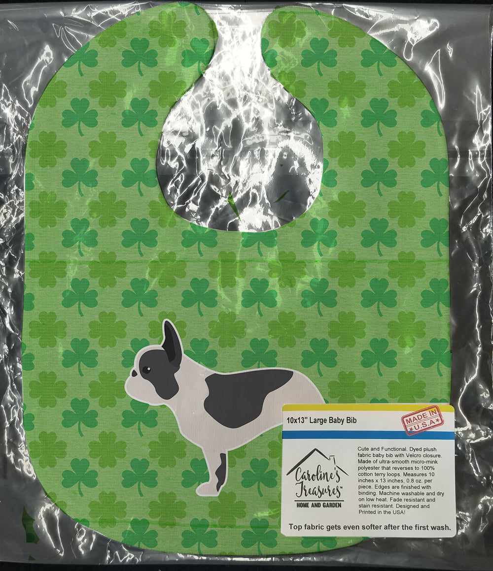 French Bulldog Shamrocks  Baby Bib Easy-Clean Baby Bib Baby Feeding Accessory Baby Mealtime Essential, 10 x 13, Multicolor