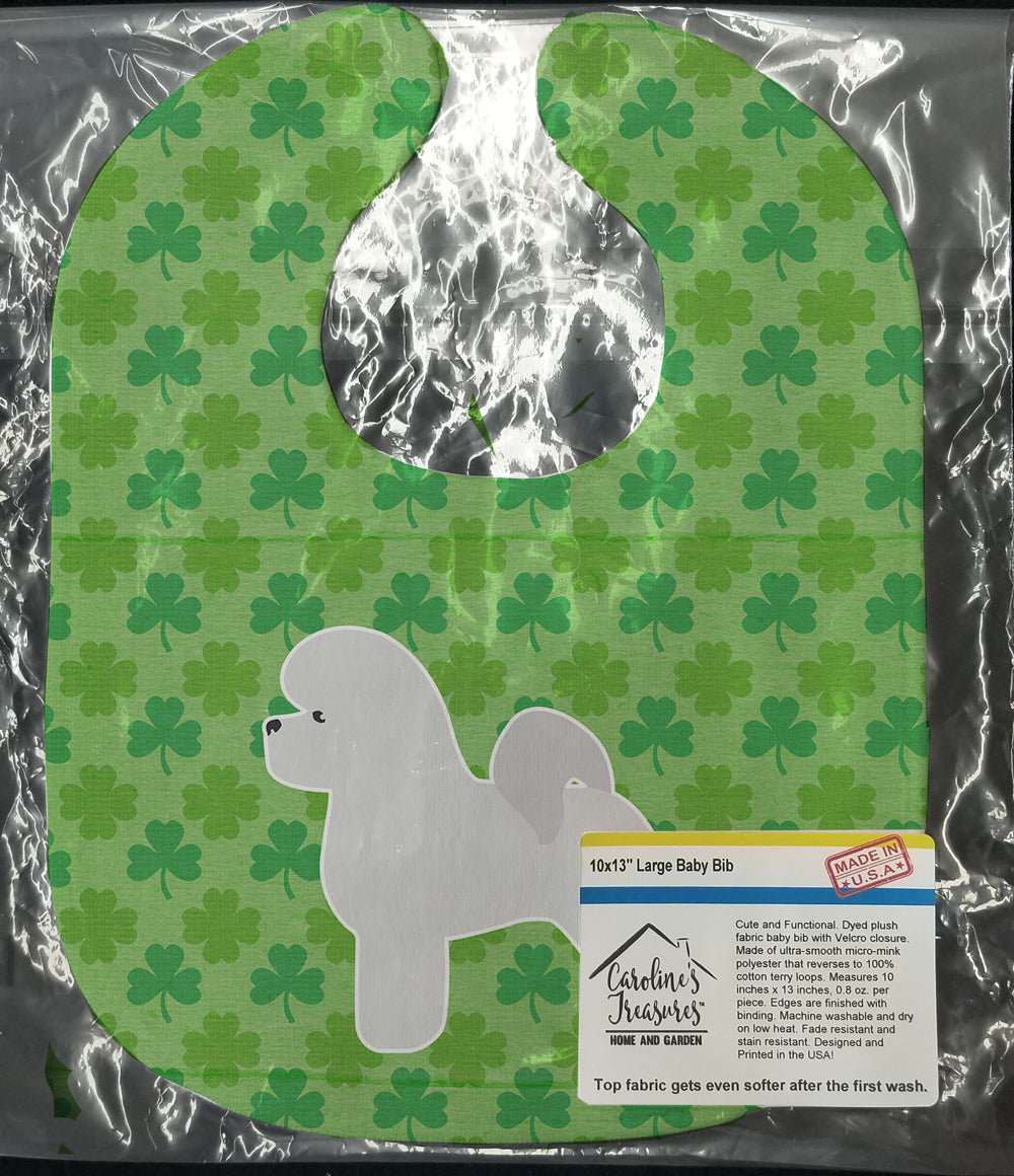 Bichon Frise Shamrocks  Baby Bib Easy-Clean Baby Bib Baby Feeding Accessory Baby Mealtime Essential, 10 x 13, Multicolor