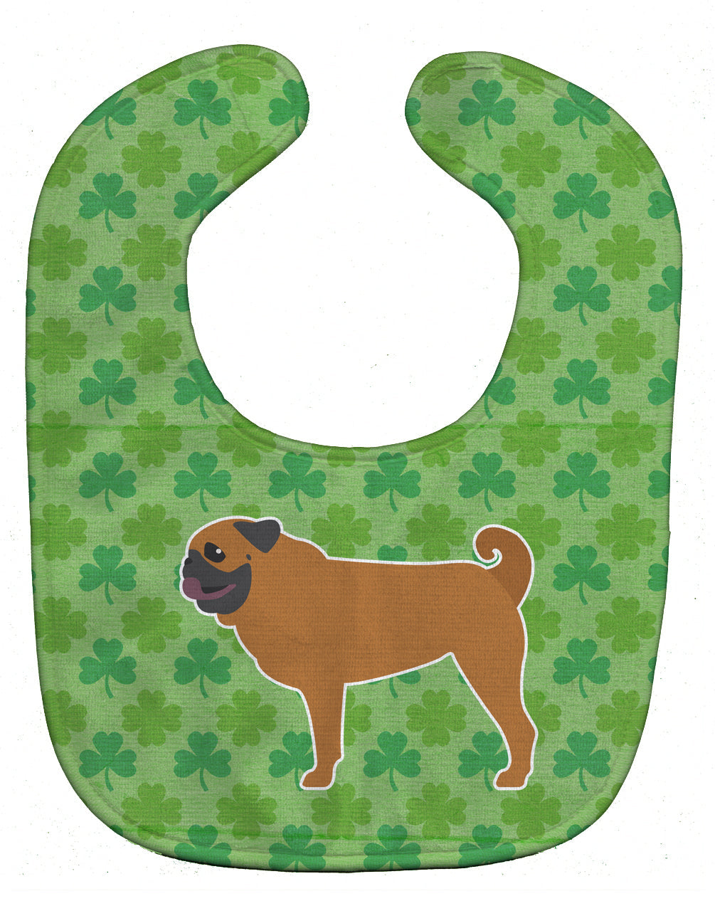 Pug Shamrocks  Baby Bib Easy-Clean Baby Bib Baby Feeding Accessory Baby Mealtime Essential, 10 x 13, Multicolor
