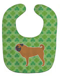 Pug Shamrocks  Baby Bib Easy-Clean Baby Bib Baby Feeding Accessory Baby Mealtime Essential, 10 x 13, Multicolor