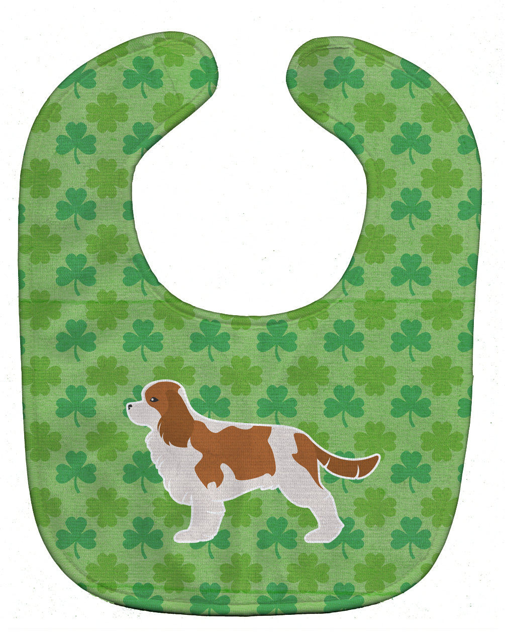 Cavalier King Charles Spaniel Shamrocks  Baby Bib Easy-Clean Baby Bib Baby Feeding Accessory Baby Mealtime Essential, 10 x 13, Multicolor