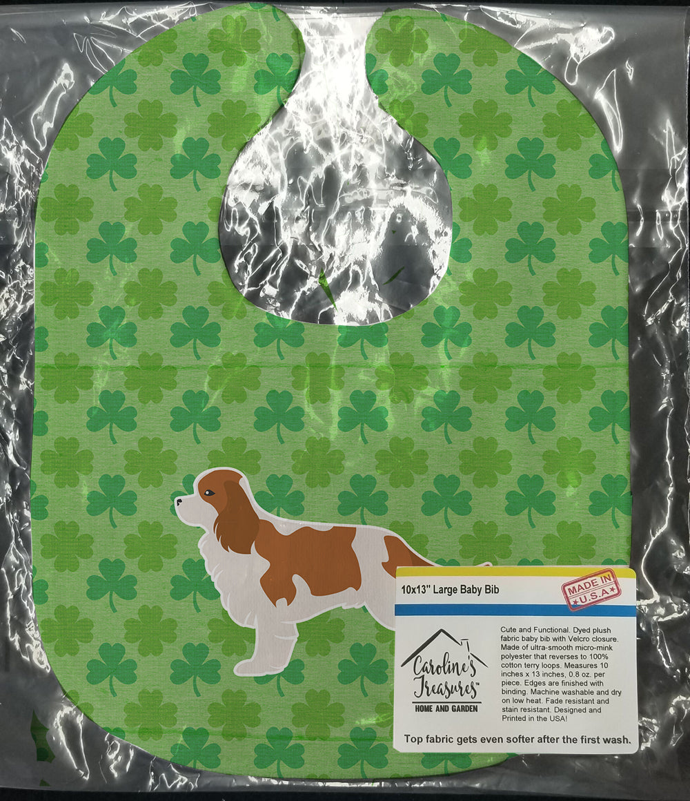 Cavalier King Charles Spaniel Shamrocks  Baby Bib Easy-Clean Baby Bib Baby Feeding Accessory Baby Mealtime Essential, 10 x 13, Multicolor