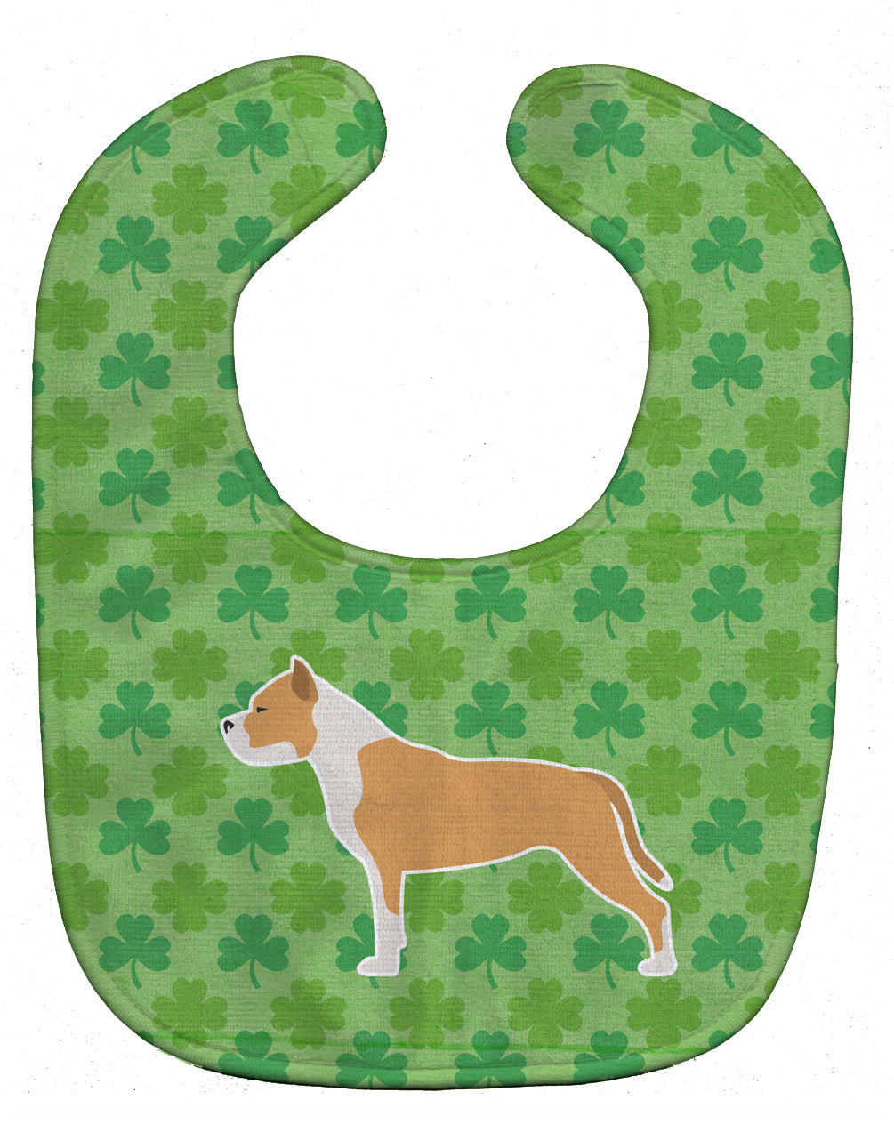 Staffordshire Bull Terrier Shamrocks  Baby Bib Easy-Clean Baby Bib Baby Feeding Accessory Baby Mealtime Essential, 10 x 13, Multicolor