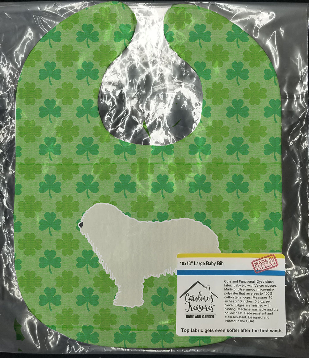 Komondor Shamrocks  Baby Bib Easy-Clean Baby Bib Baby Feeding Accessory Baby Mealtime Essential, 10 x 13, Multicolor