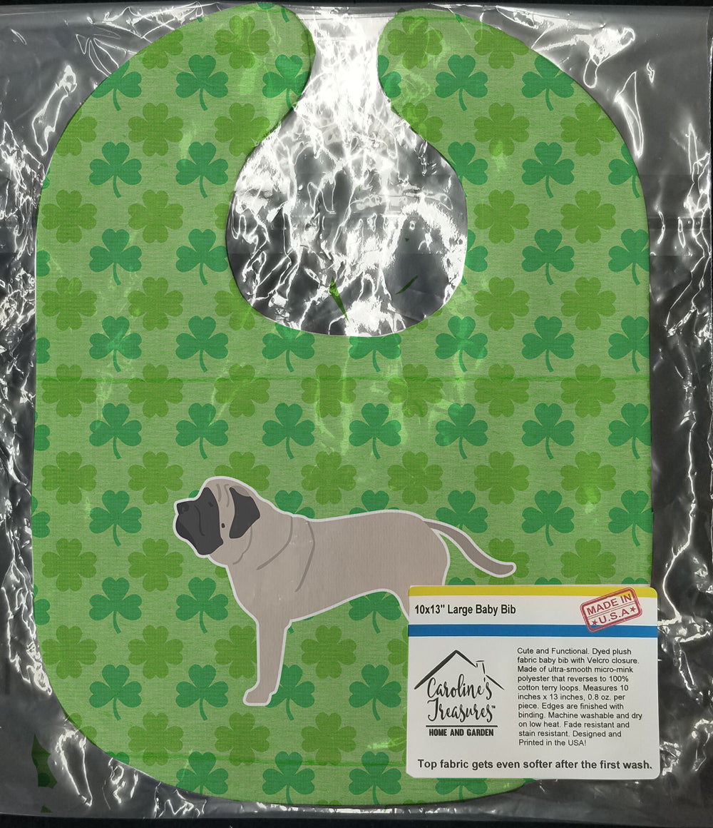 English Mastiff Shamrocks  Baby Bib Easy-Clean Baby Bib Baby Feeding Accessory Baby Mealtime Essential, 10 x 13, Multicolor