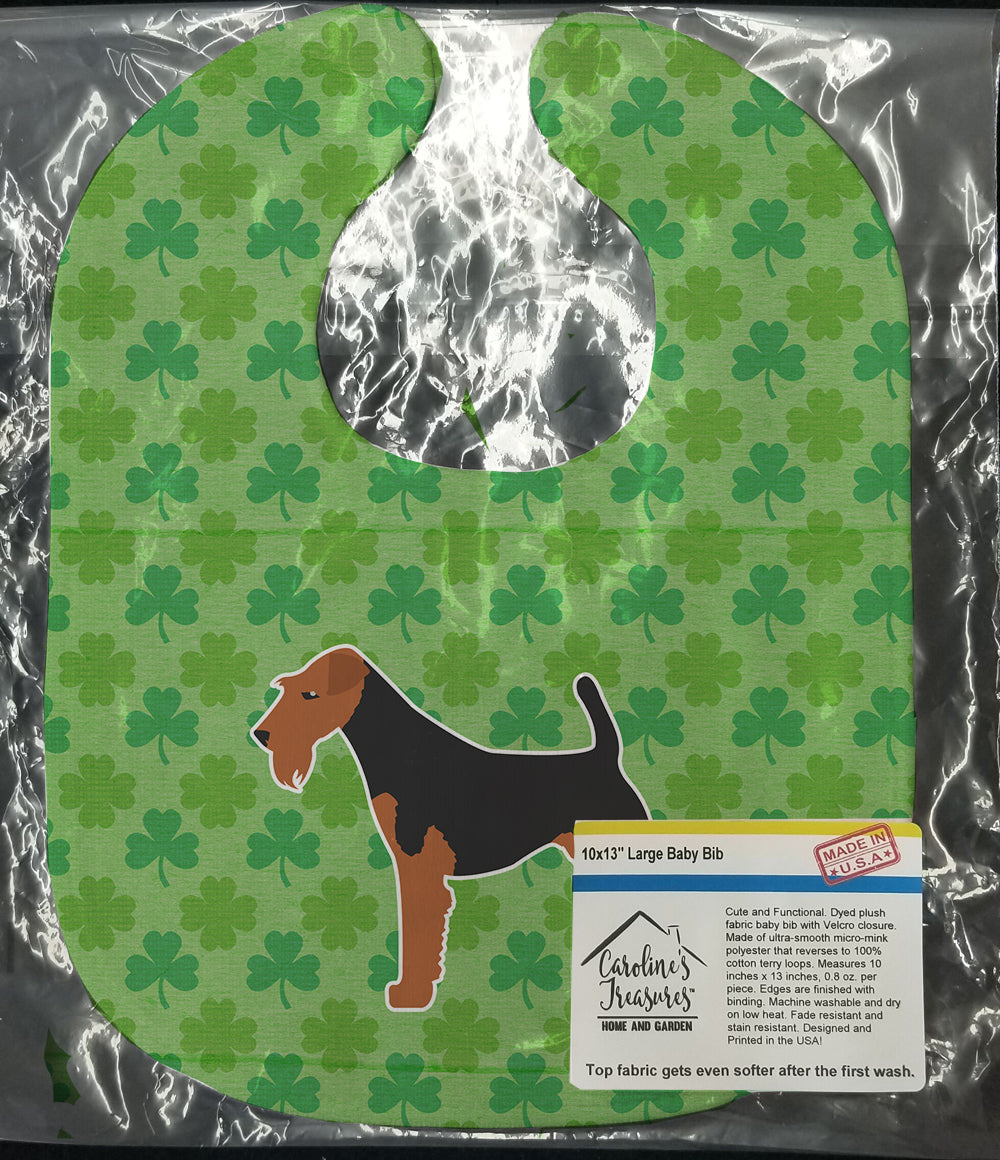 Airedale Terrier Shamrocks  Baby Bib Easy-Clean Baby Bib Baby Feeding Accessory Baby Mealtime Essential, 10 x 13, Multicolor