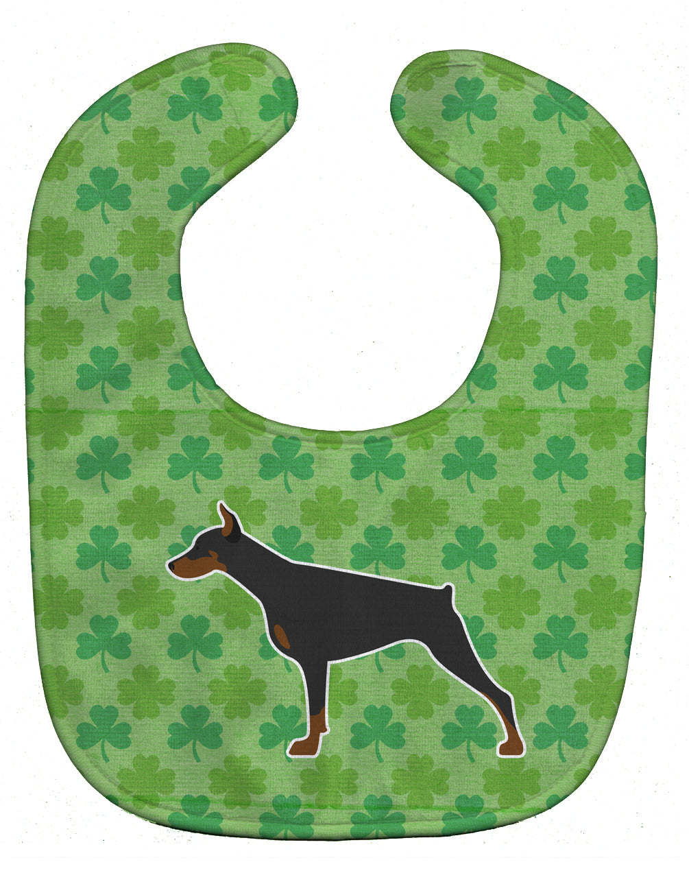 Doberman Pinscher Shamrocks  Baby Bib Easy-Clean Baby Bib Baby Feeding Accessory Baby Mealtime Essential, 10 x 13, Multicolor