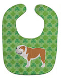 English Bulldog Shamrocks  Baby Bib Easy-Clean Baby Bib Baby Feeding Accessory Baby Mealtime Essential, 10 x 13, Multicolor