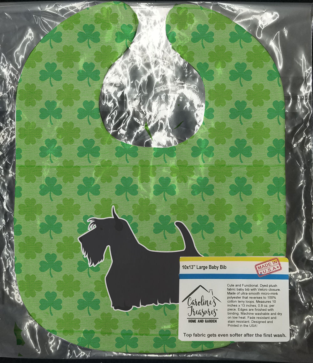 Scottish Terrier Shamrocks  Baby Bib Easy-Clean Baby Bib Baby Feeding Accessory Baby Mealtime Essential, 10 x 13, Multicolor
