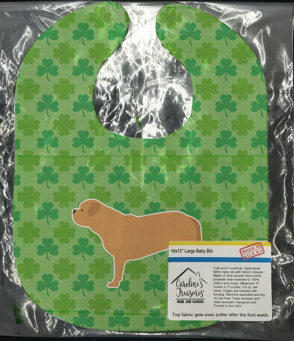 Dogue de Bordeaux Shamrocks  Baby Bib Easy-Clean Baby Bib Baby Feeding Accessory Baby Mealtime Essential, 10 x 13, Multicolor