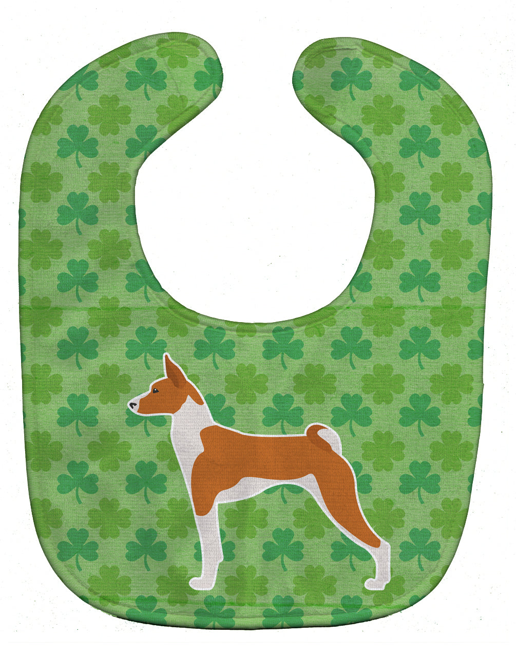 Basenji Shamrocks  Baby Bib Easy-Clean Baby Bib Baby Feeding Accessory Baby Mealtime Essential, 10 x 13, Multicolor