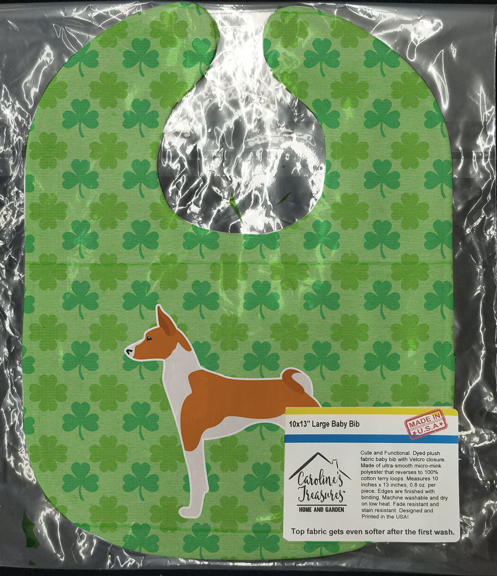 Basenji Shamrocks  Baby Bib Easy-Clean Baby Bib Baby Feeding Accessory Baby Mealtime Essential, 10 x 13, Multicolor