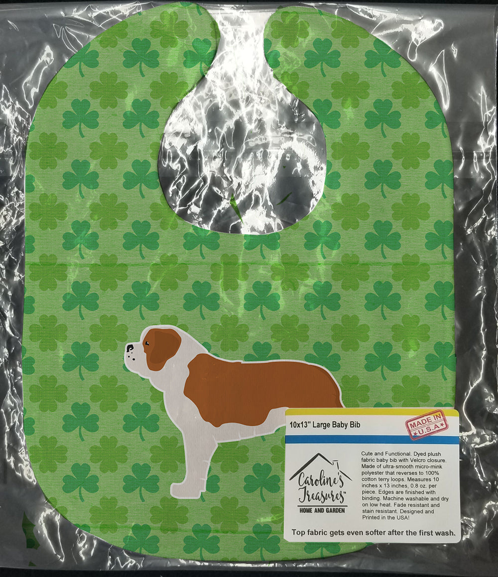 Saint Bernard Shamrocks  Baby Bib Easy-Clean Baby Bib Baby Feeding Accessory Baby Mealtime Essential, 10 x 13, Multicolor
