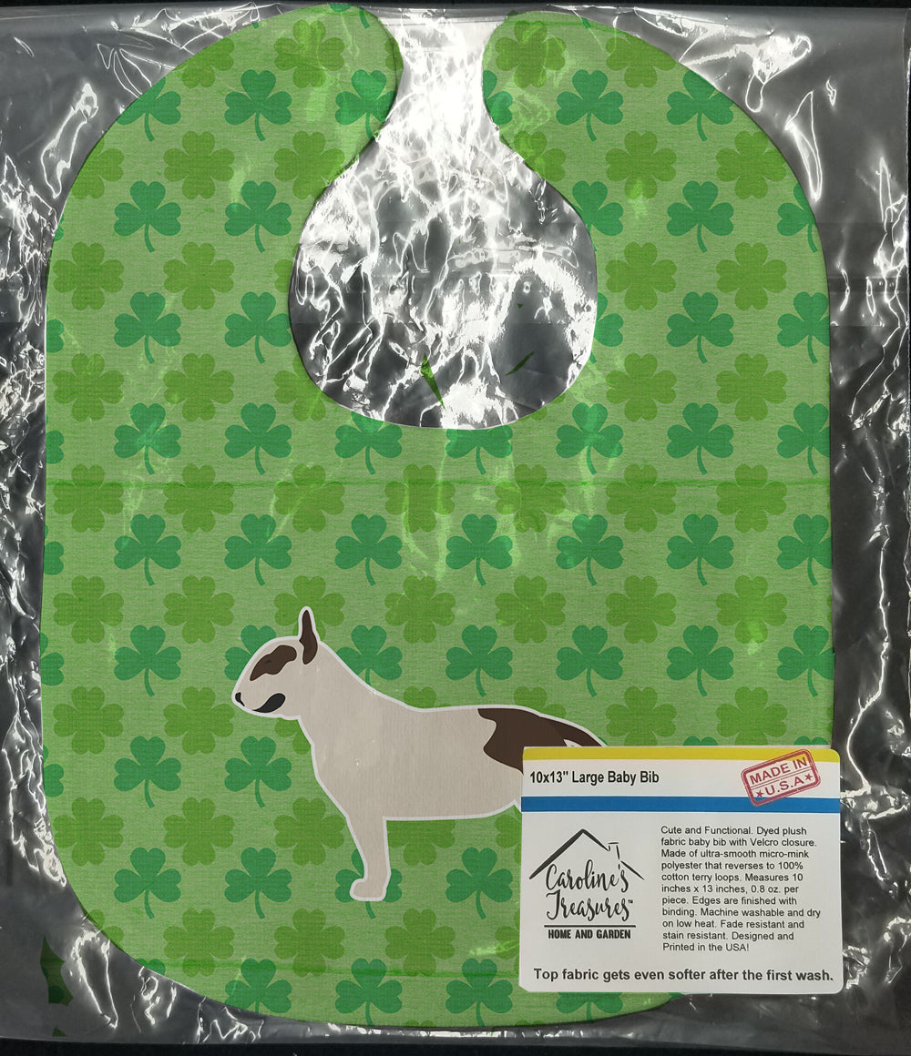Bull Terrier Shamrocks  Baby Bib Easy-Clean Baby Bib Baby Feeding Accessory Baby Mealtime Essential, 10 x 13, Multicolor