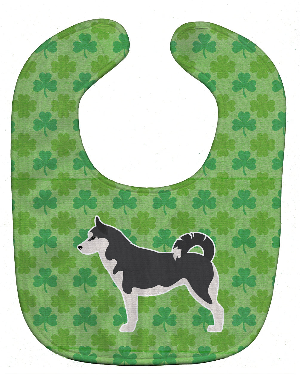 Siberian Husky Shamrocks  Baby Bib Easy-Clean Baby Bib Baby Feeding Accessory Baby Mealtime Essential, 10 x 13, Multicolor