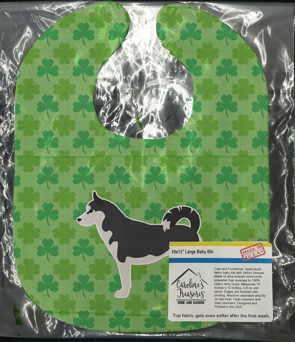 Siberian Husky Shamrocks  Baby Bib Easy-Clean Baby Bib Baby Feeding Accessory Baby Mealtime Essential, 10 x 13, Multicolor