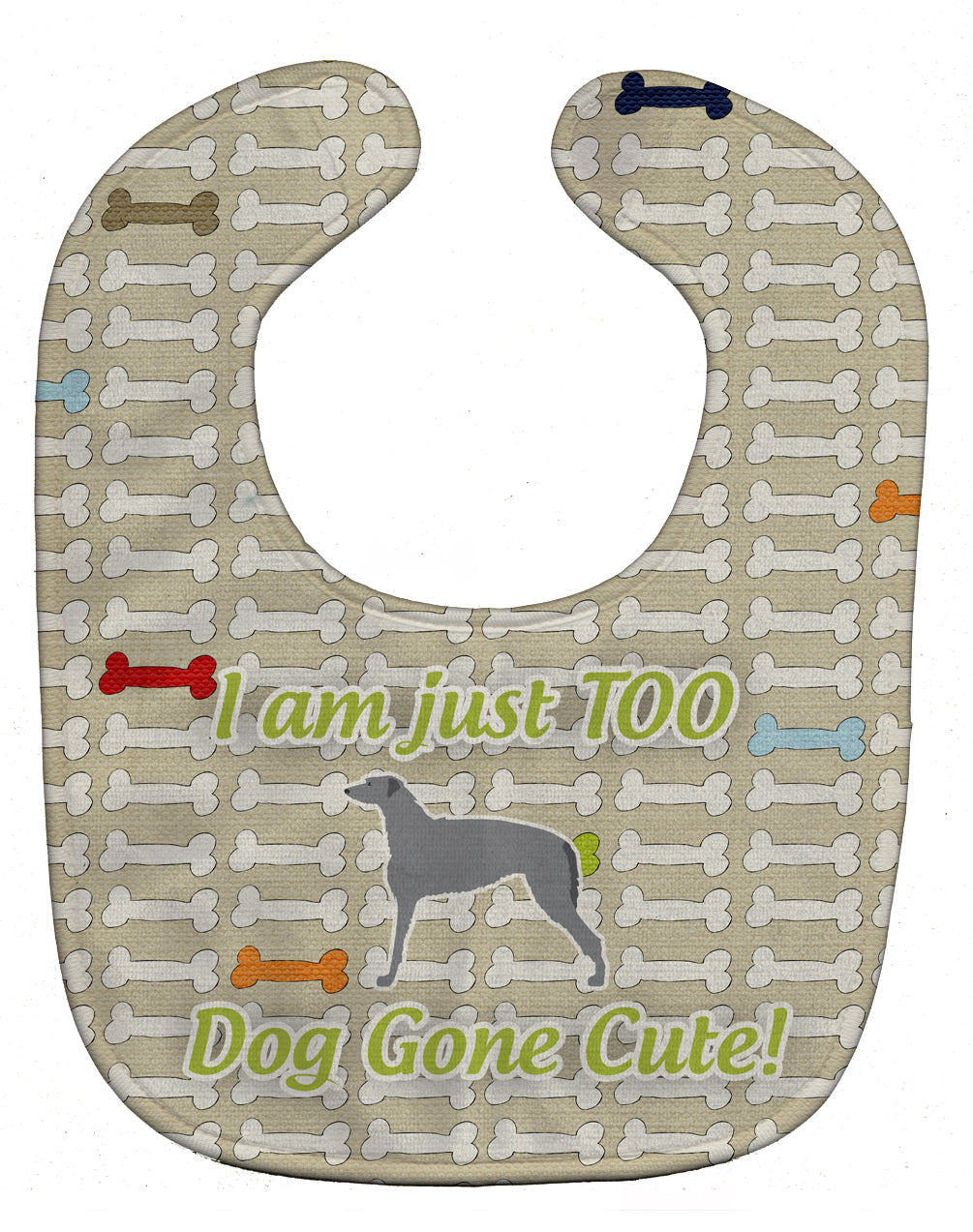 Scottish Deerhound Dog Gone Cute Baby Bib Easy-Clean Baby Bib Baby Feeding Accessory Baby Mealtime Essential, 10 x 13, Multicolor