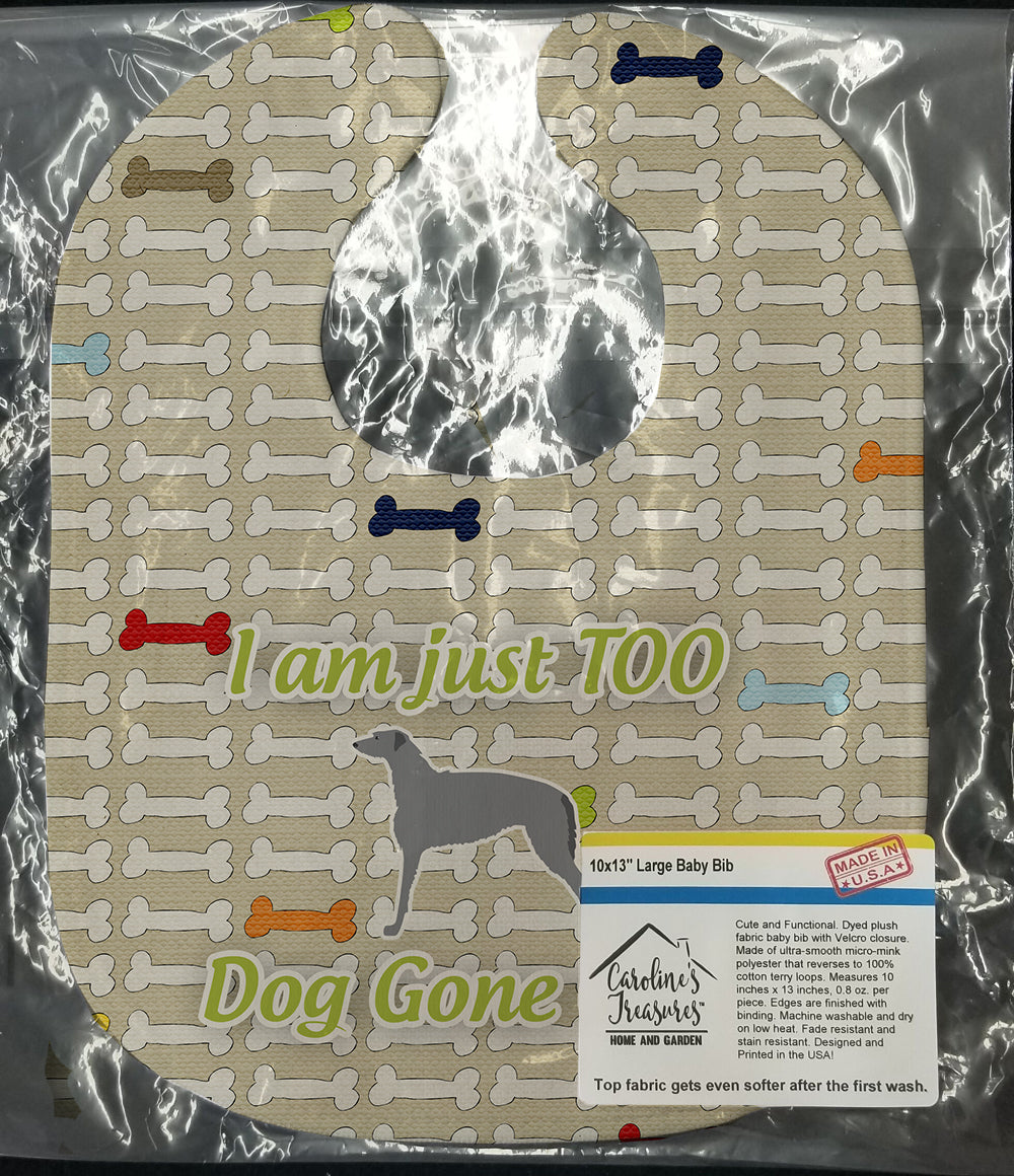 Scottish Deerhound Dog Gone Cute Baby Bib Easy-Clean Baby Bib Baby Feeding Accessory Baby Mealtime Essential, 10 x 13, Multicolor