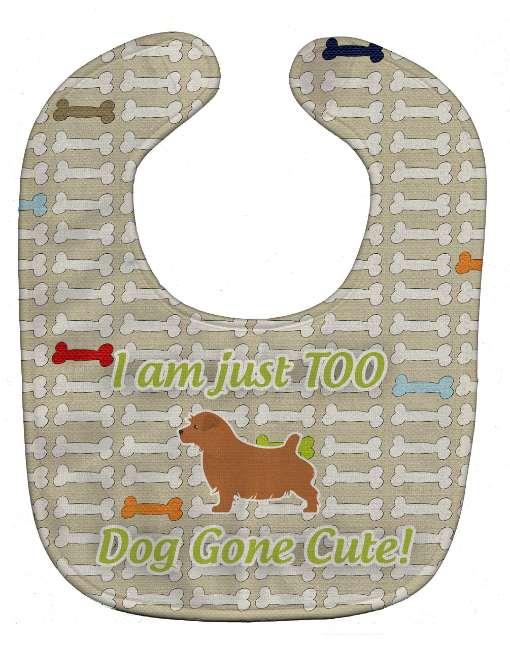Norfolk Terrier Dog Gone Cute Baby Bib Easy-Clean Baby Bib Baby Feeding Accessory Baby Mealtime Essential, 10 x 13, Multicolor