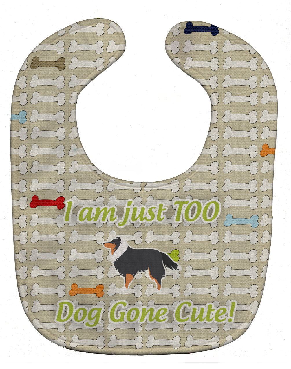 Sheltie/Shetland Sheepdog Dog Gone Cute Baby Bib Easy-Clean Baby Bib Baby Feeding Accessory Baby Mealtime Essential, 10 x 13, Multicolor