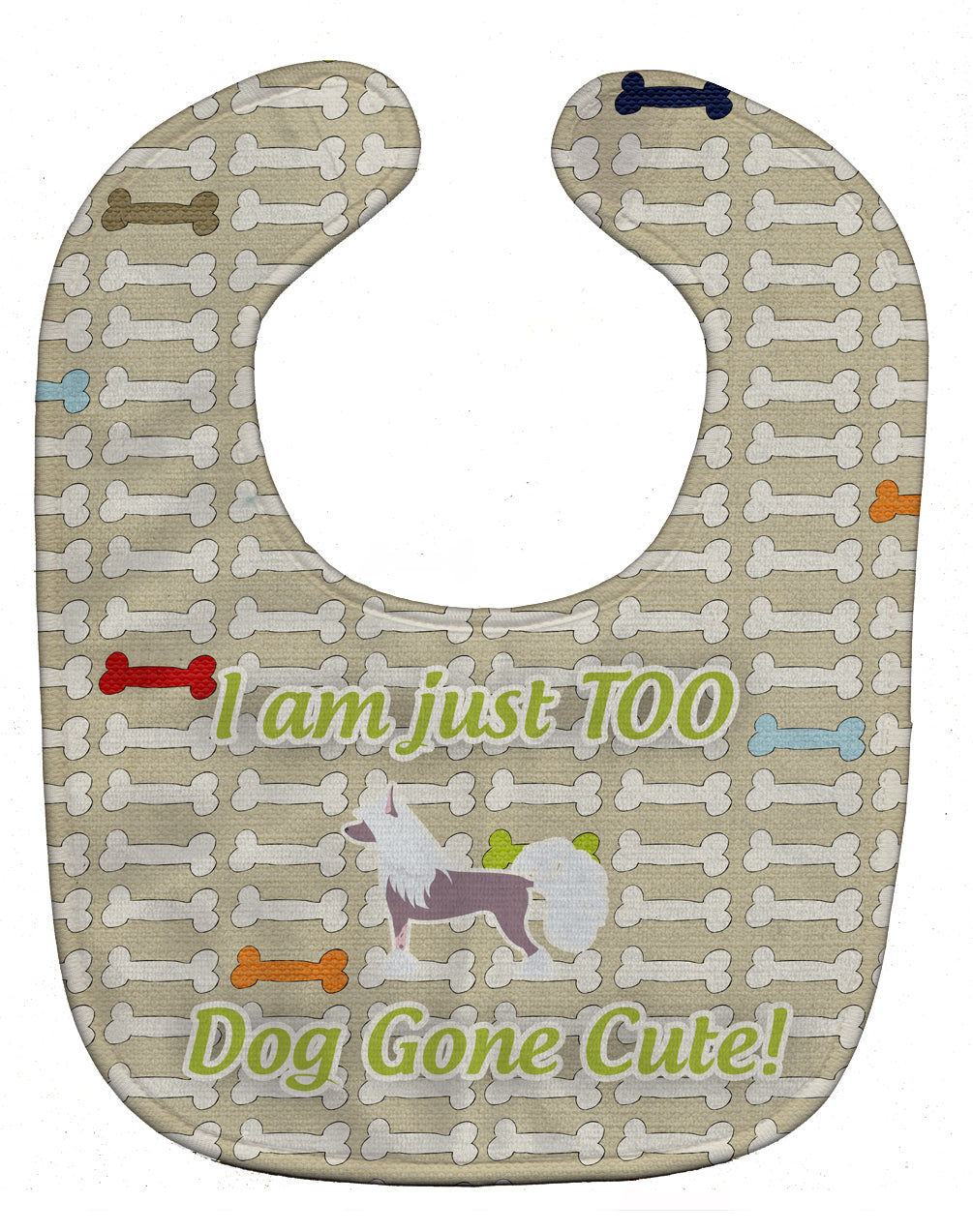 Chinese Crested Dog Gone Cute Baby Bib Easy-Clean Baby Bib Baby Feeding Accessory Baby Mealtime Essential, 10 x 13, Multicolor