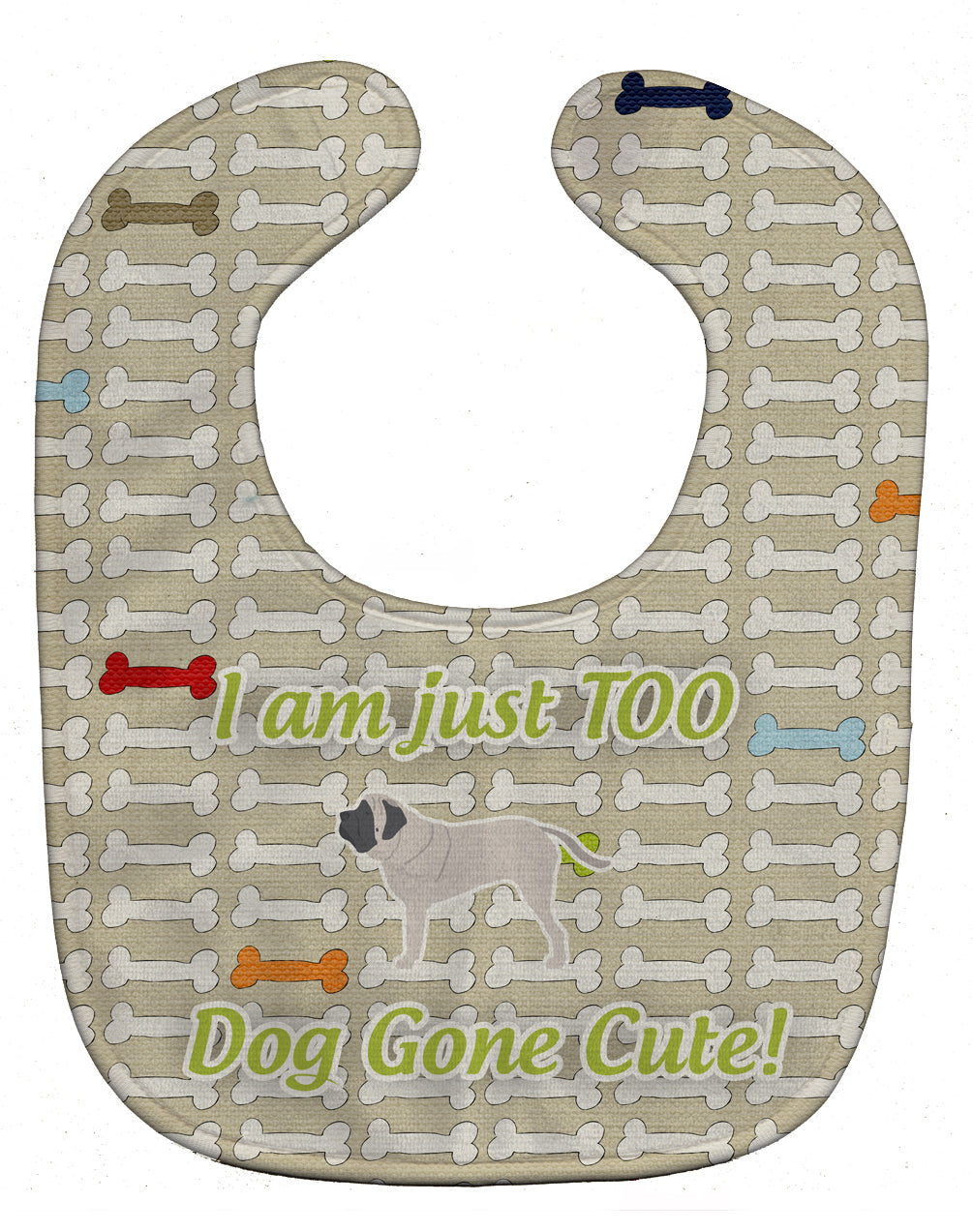 English Mastiff Dog Gone Cute Baby Bib Easy-Clean Baby Bib Baby Feeding Accessory Baby Mealtime Essential, 10 x 13, Multicolor