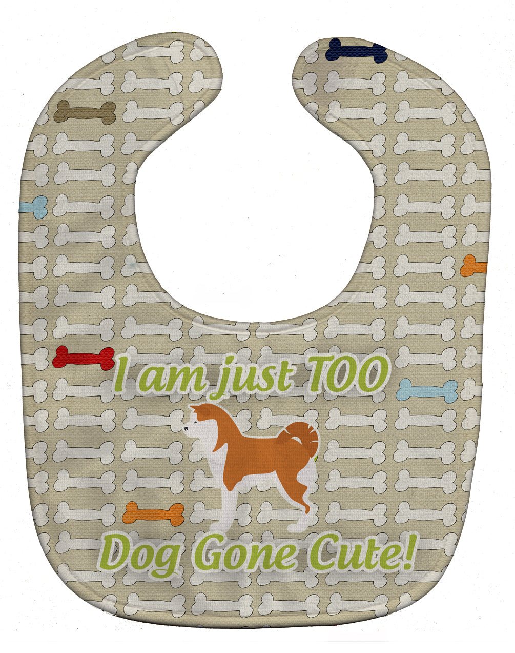 Akita Dog Gone Cute Baby Bib Easy-Clean Baby Bib Baby Feeding Accessory Baby Mealtime Essential, 10 x 13, Multicolor
